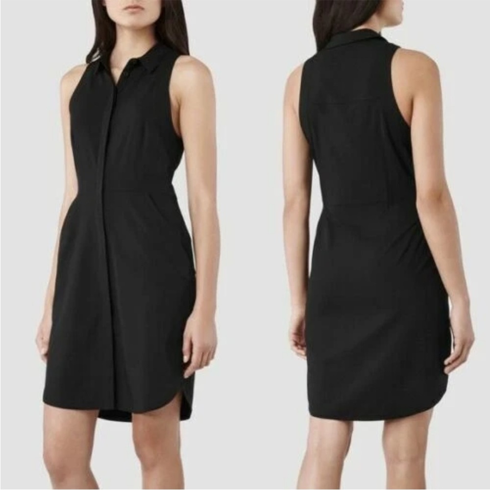 ALLSAINTS Women's Black Button Front Sleeveless Mel Shirt Dress Size US 6.